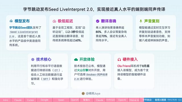 字节跳动同声传译模型