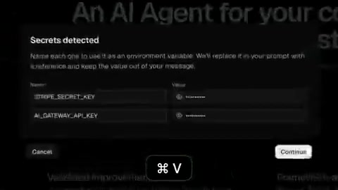 New v0 Feature: Automatically Detects Secrets in Prompts and Converts Them to Environment Variables
