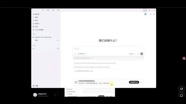 Codex界面显示额度信息