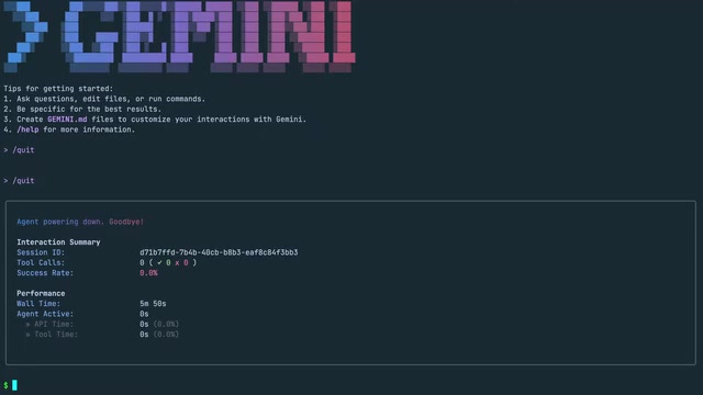 Gemini CLI 退出时的统计信息