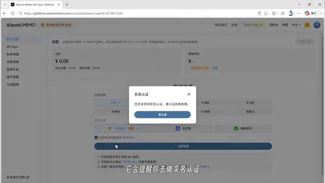 Xiaomi MiMo Console Top-up Interface
