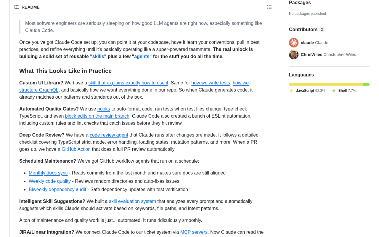 github source: ChrisWiles/claude-code-showcase: Comprehensive Claude Code project configuration example with hooks,