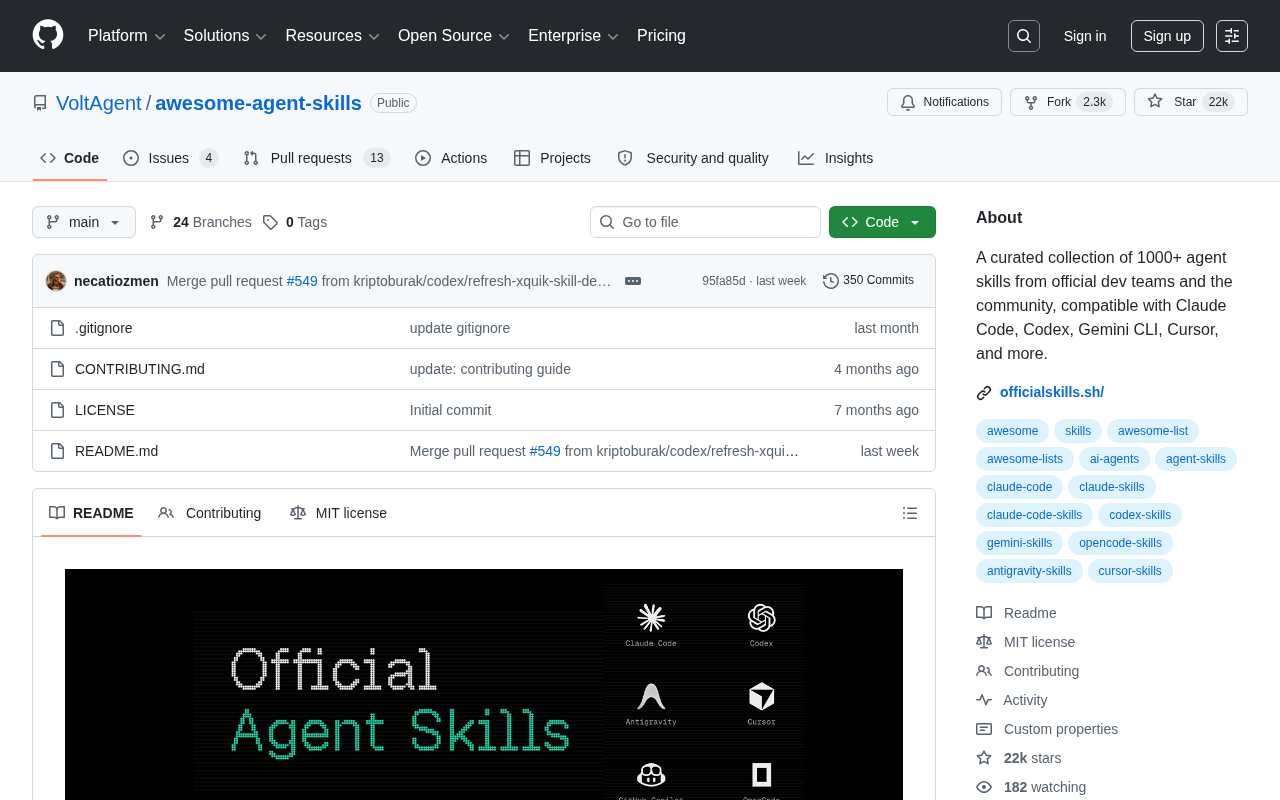 Awesome Agent Skills:1000+AI代理技能开源库,支持Claude Code/Cursor等主流工具