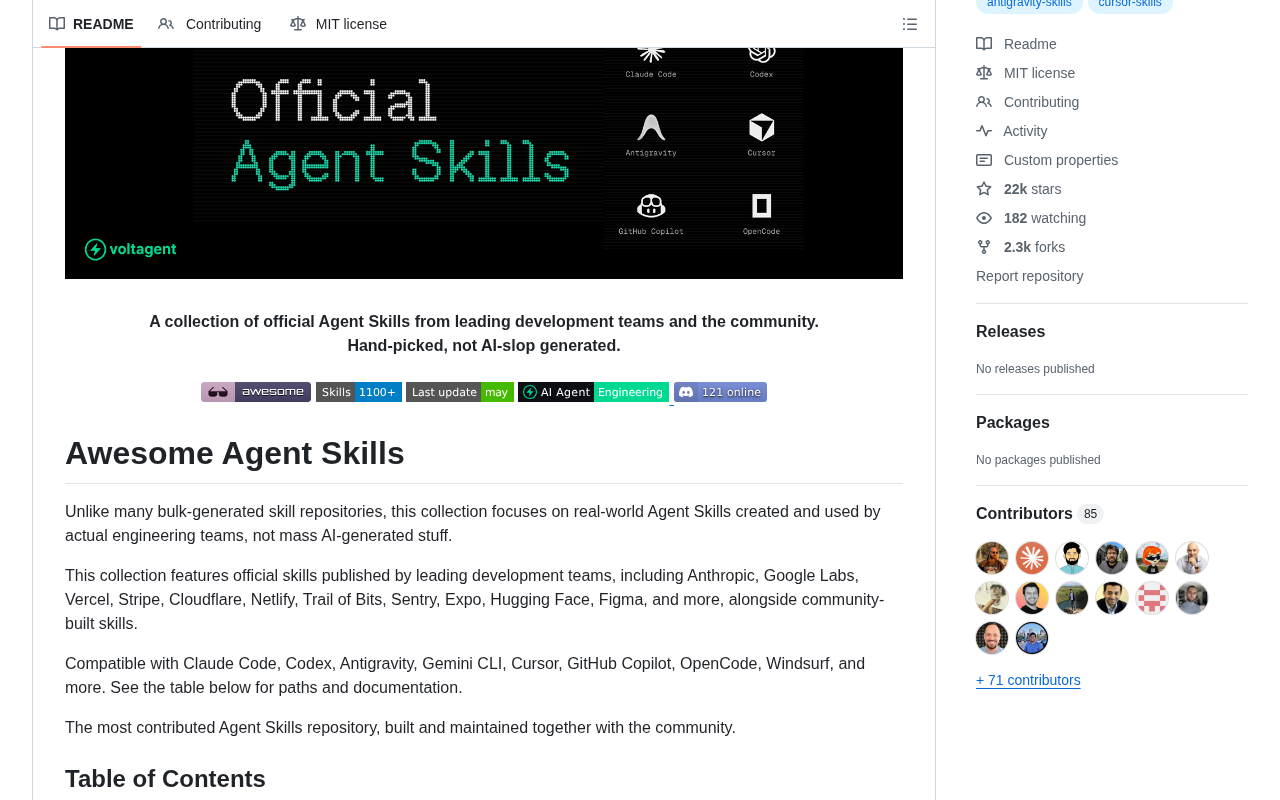 github source: VoltAgent/awesome-agent-skills: A curated collection of 1000+ agent skills from official dev teams a