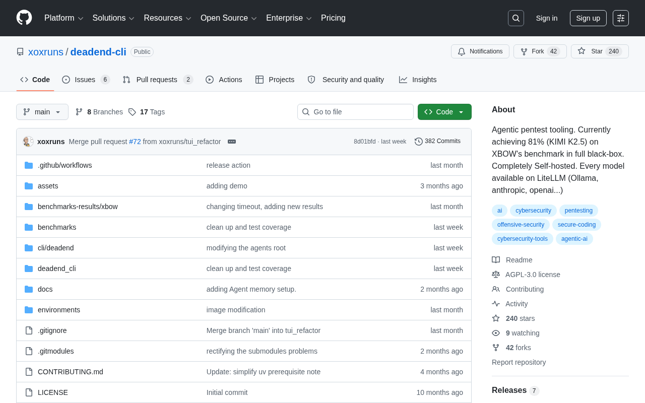 DeadEnd-CLI:开源AI渗透测试工具黑盒基准达81%通过率