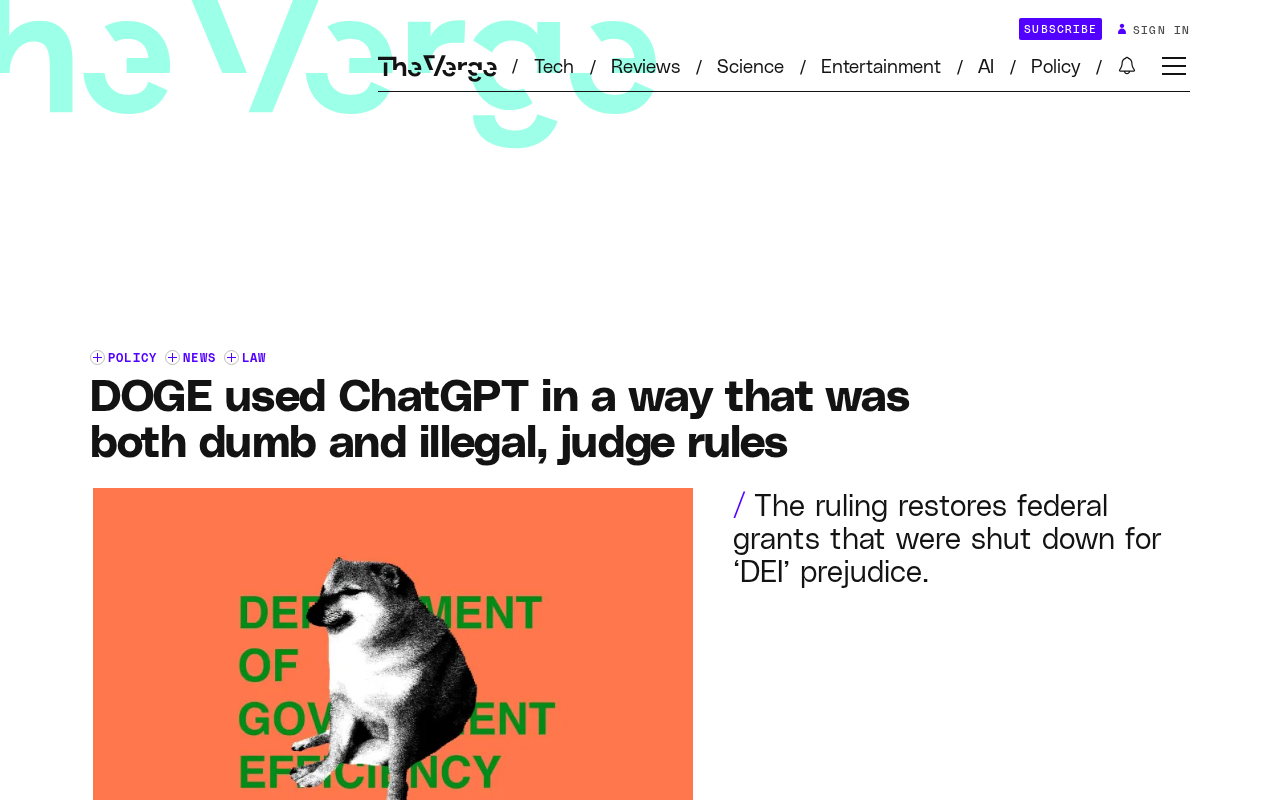 DOGE用ChatGPT审查拨款被判违宪:AI政府决策的法律红线
