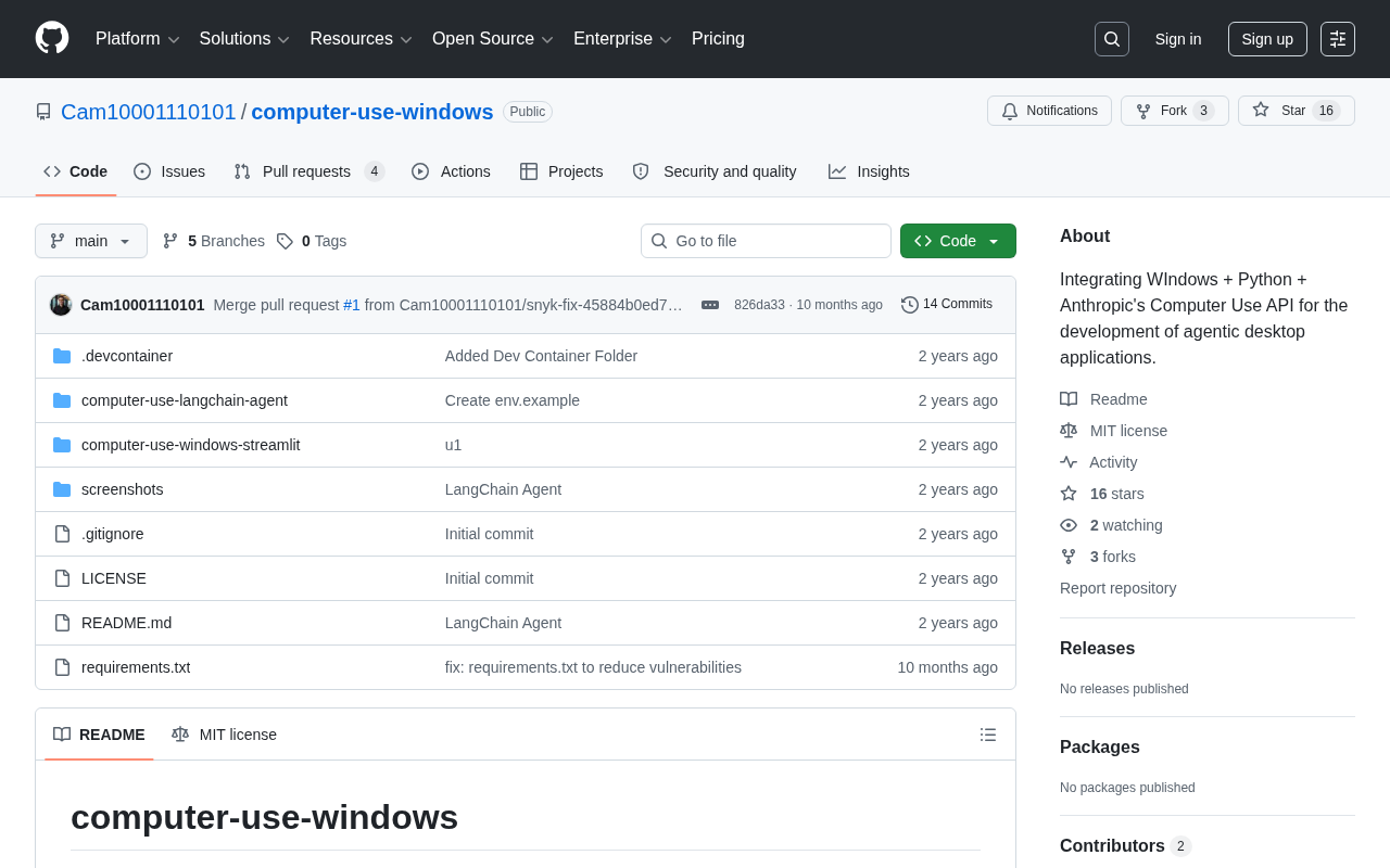 computer-use-windows:在Windows上构建AI桌面代理的开源框架
