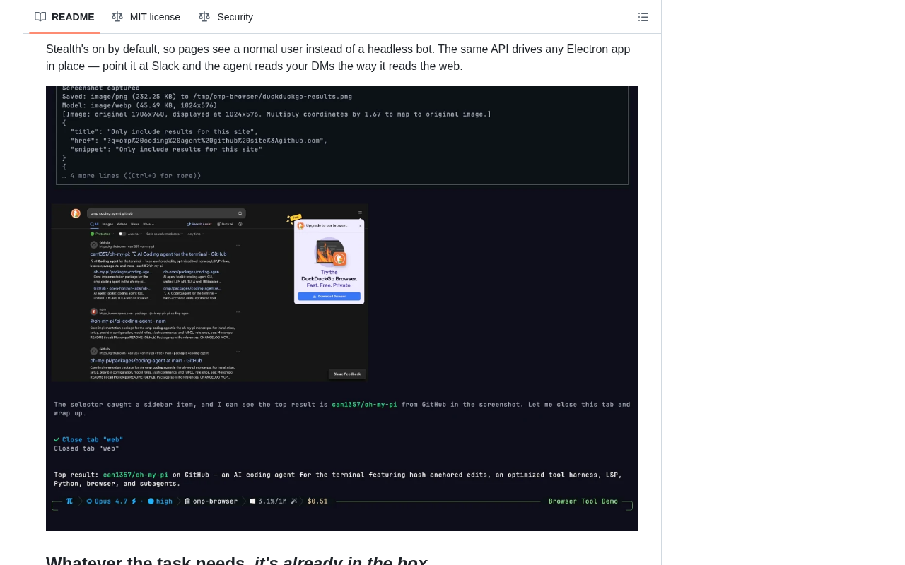 github source: can1357/oh-my-pi: ⌥  AI Coding agent for the terminal — hash-anchored edits, optimized tool harness,