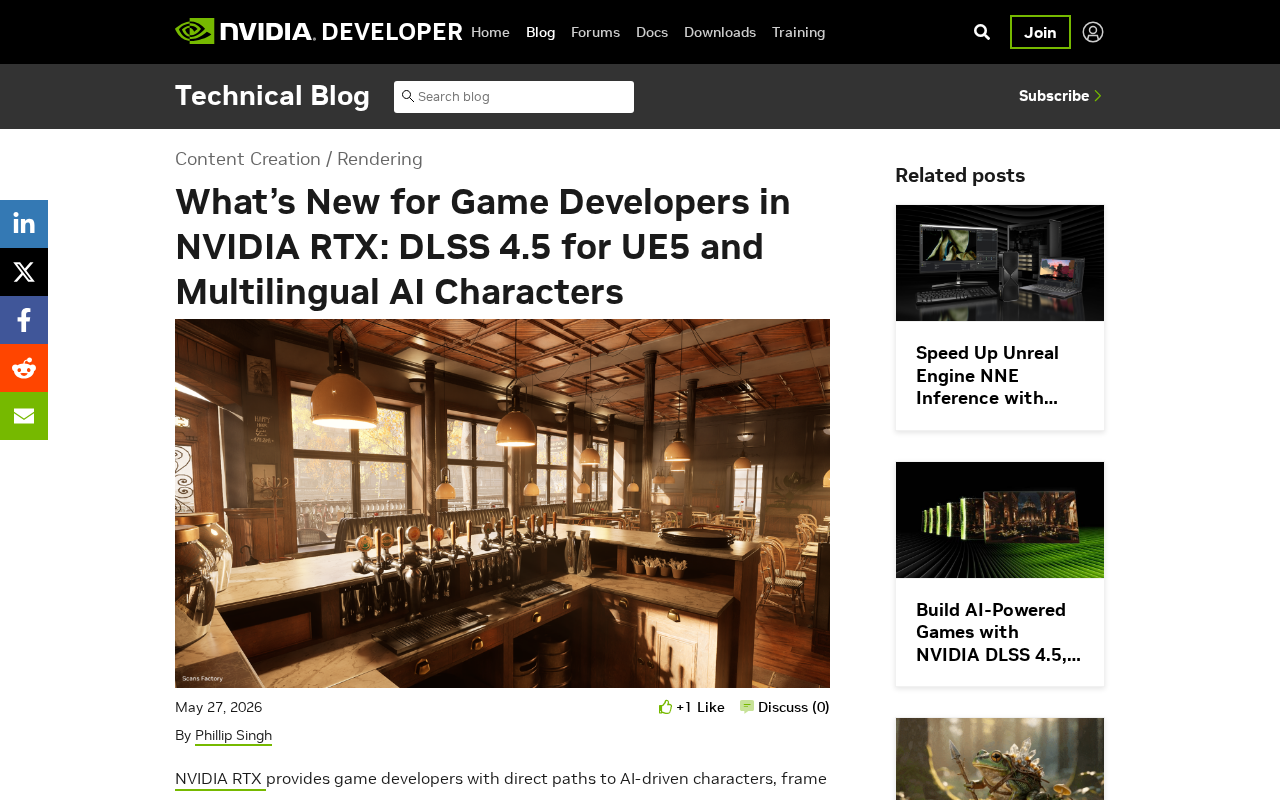 DLSS 4.5 Deep Integration with UE5 and Multilingual AI Characters: Major NVIDIA RTX Game Development Update