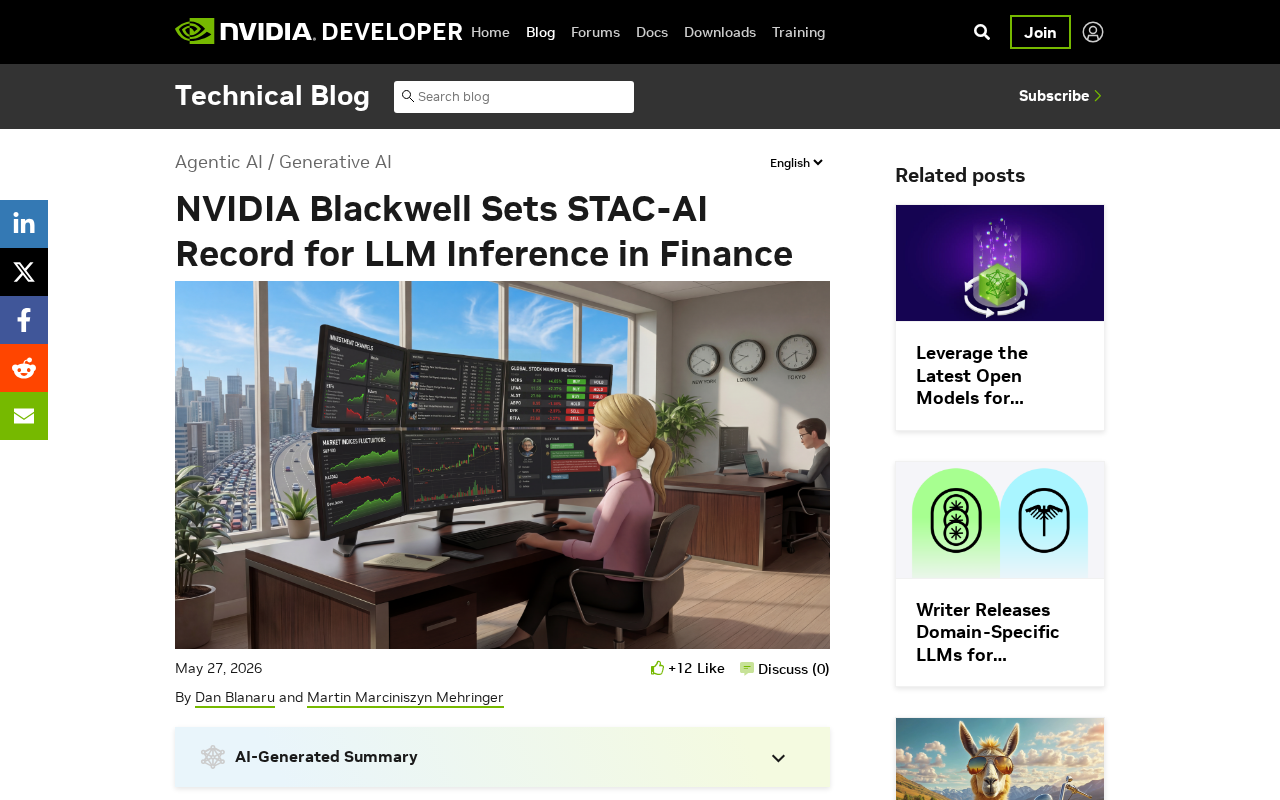 NVIDIA Blackwell Sets New STAC-AI Records for Financial LLM Inference