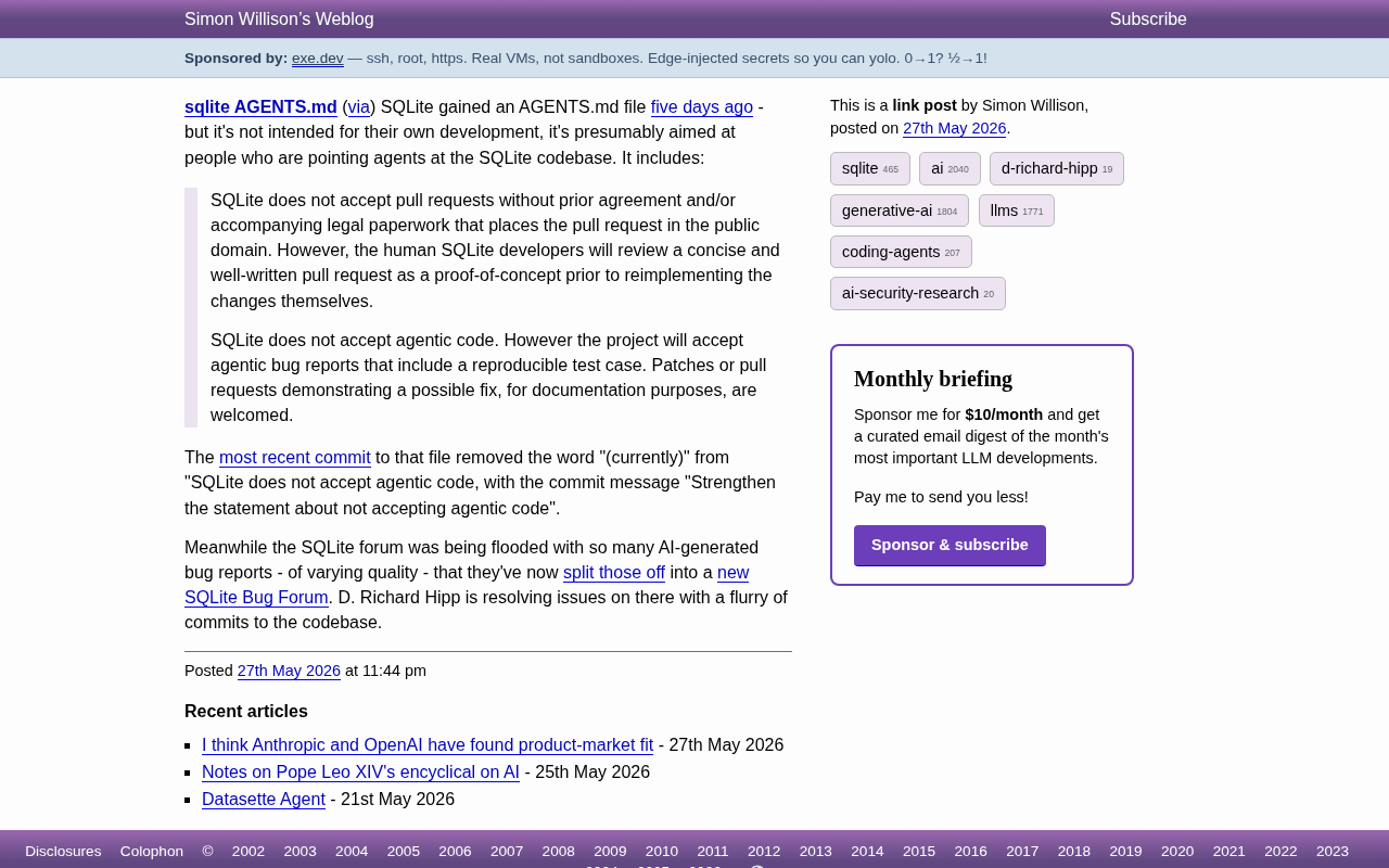 SQLite Releases AGENTS.md: Explicitly Rejecting AI-Generated Code and Opening a Dedicated Bug Forum