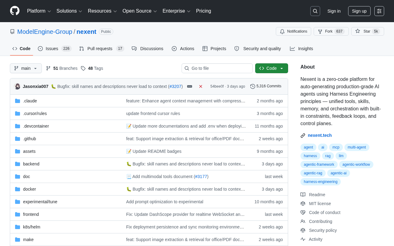 Nexent Open-Source Platform: Zero-Code Auto-Generation of Production-Grade AI Agents
