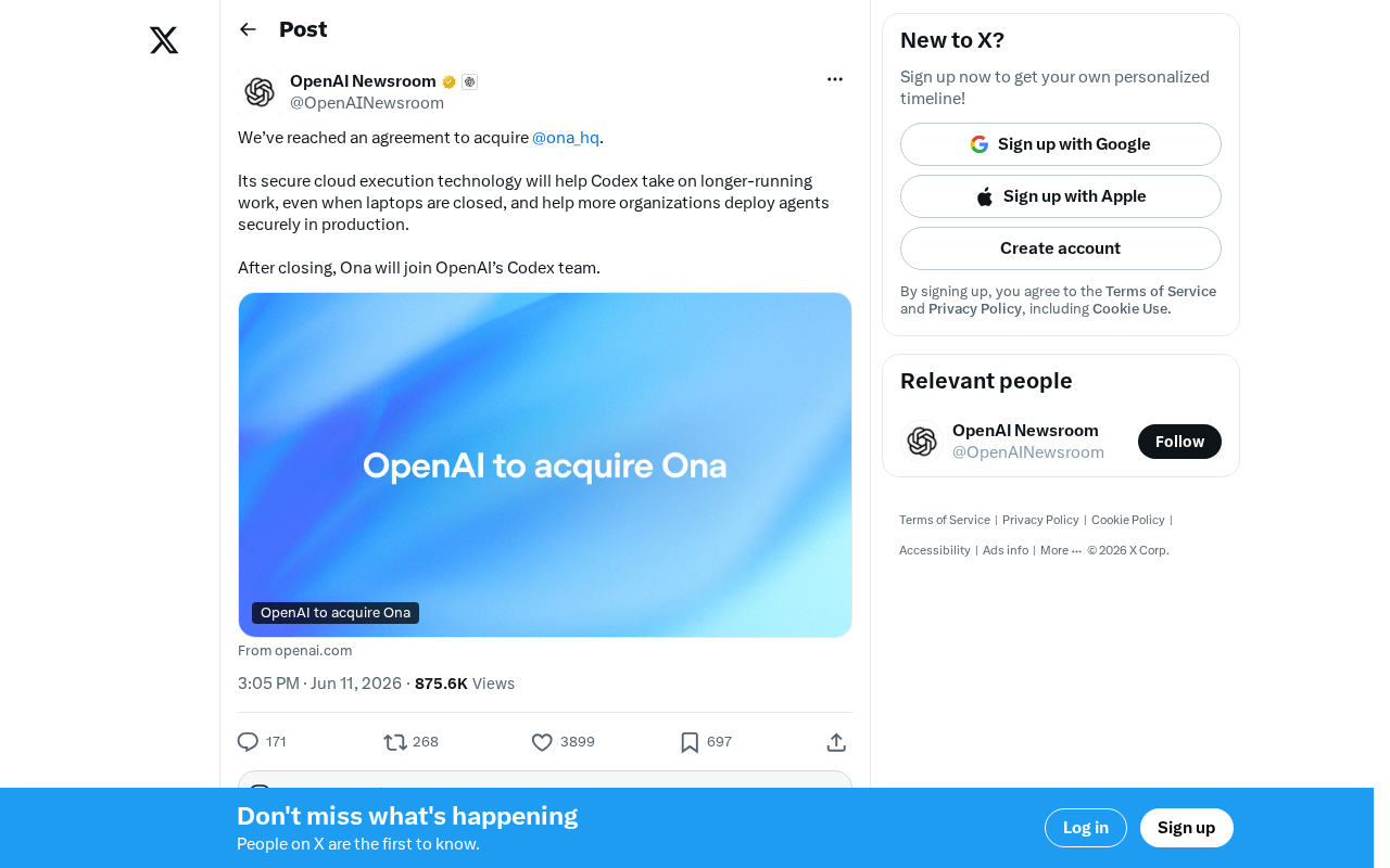 OpenAI收购Ona:Codex迈入云端异步执行新阶段