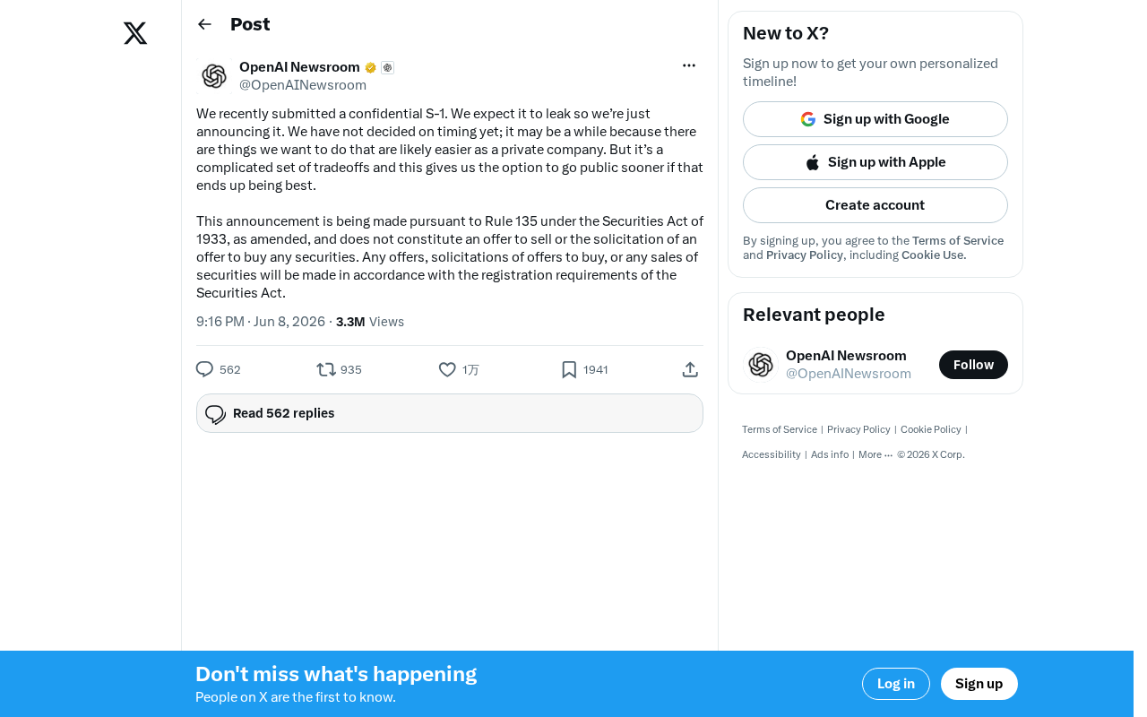 OpenAI Secretly Files S-1: The Road to IPO Has Officially Begun