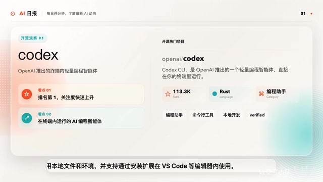 Codex CLI让AI辅助开发更贴近本地开发习惯,减少了上下文切换
