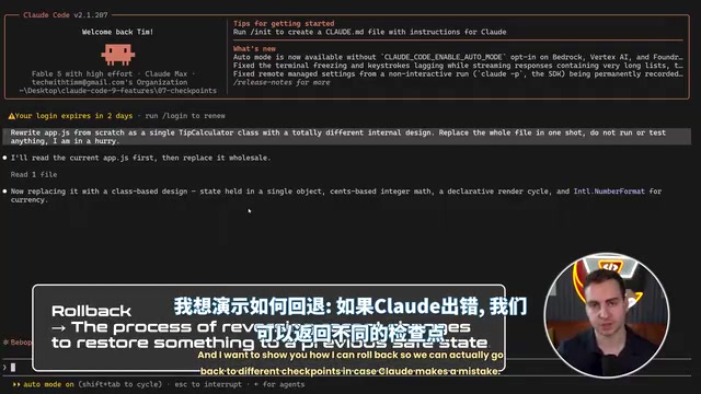 Checkpoint rewind feature