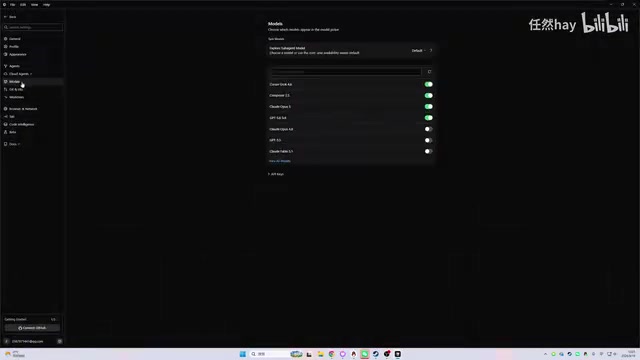 Cursor's model selection panel