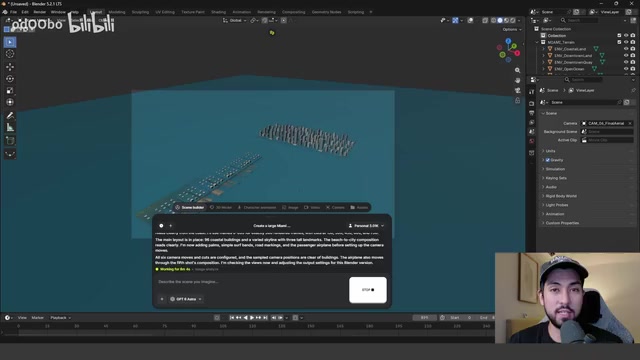Miami Beach scene previz generated by Astra inside Blender