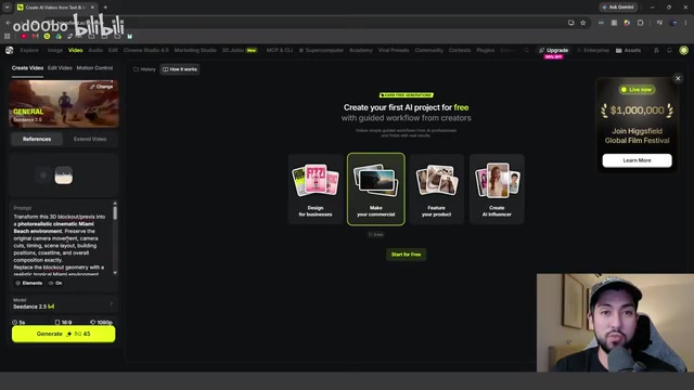 Importing the Blender previz into Higgsfield AI for photorealistic rendering