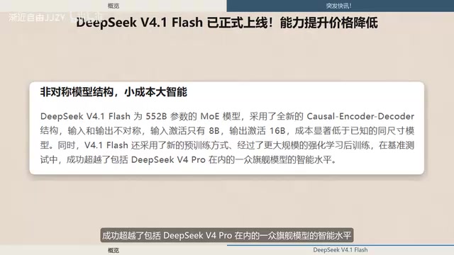 DeepSeek V4.1 Flash发布:全新架构性能反超旗舰