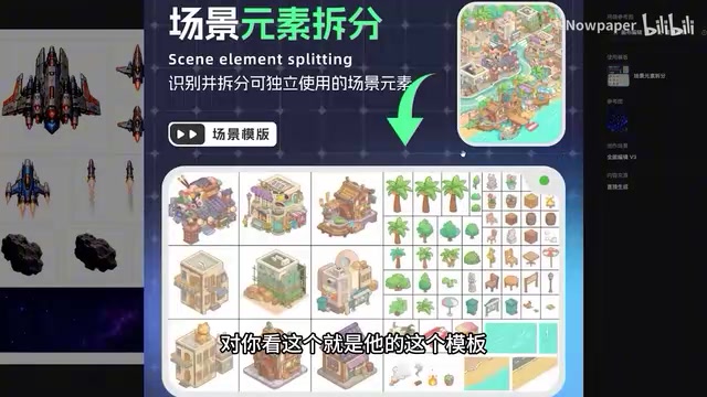 Asset splitting and scene element processing