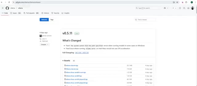 Find the release in the Ollama GitHub repo