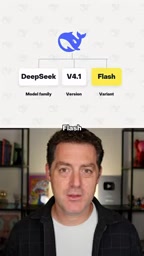 DeepSeq is the model family, 4.1 is the version, and Flash means it's super fast.