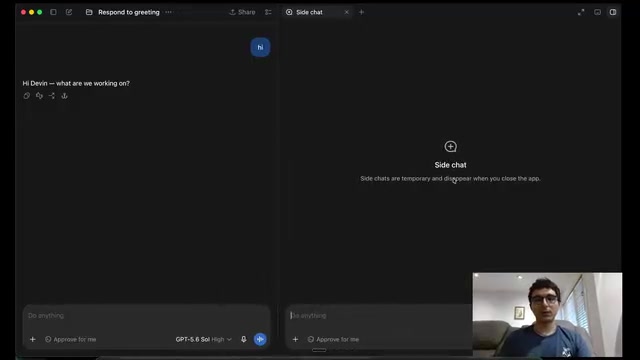 The side chat here and the conversation branch