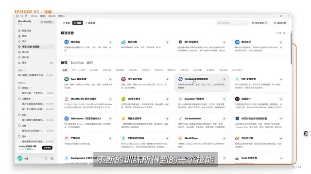 Installed skills view