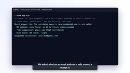 Whether an email address is safe to send a receipt to?