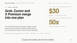 Grok, Cursor, and X Premium Merge Into a Unified Subscription: Four Tiers From $8 to $200 Explained