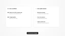 Use a workflow for wide fan-out with a combine step, or staged work,