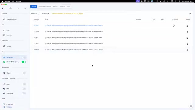 FlyEnv 插件实测:可视化运行 llama.cpp 与 GGUF 模型管理