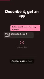 Copilot asks follow-up questions and generates a live preview