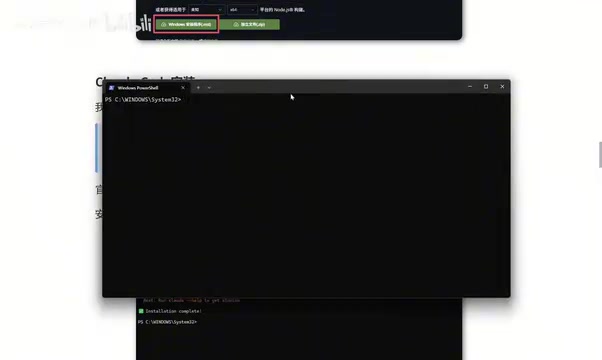 Copying the installation command from the official website