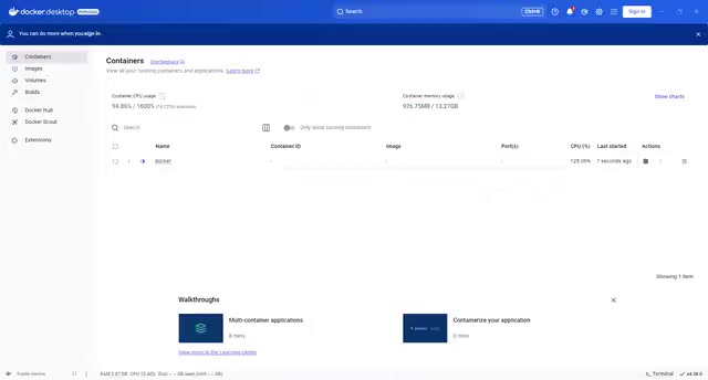 Docker Desktop安装后界面