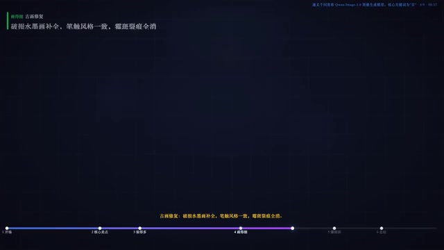 破损水墨画AI补全修复