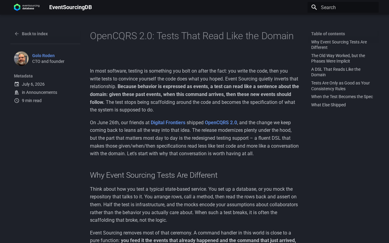 OpenCQRS 2.0: Write Tests in Business Domain Language and Let the Code Speak for Itself
