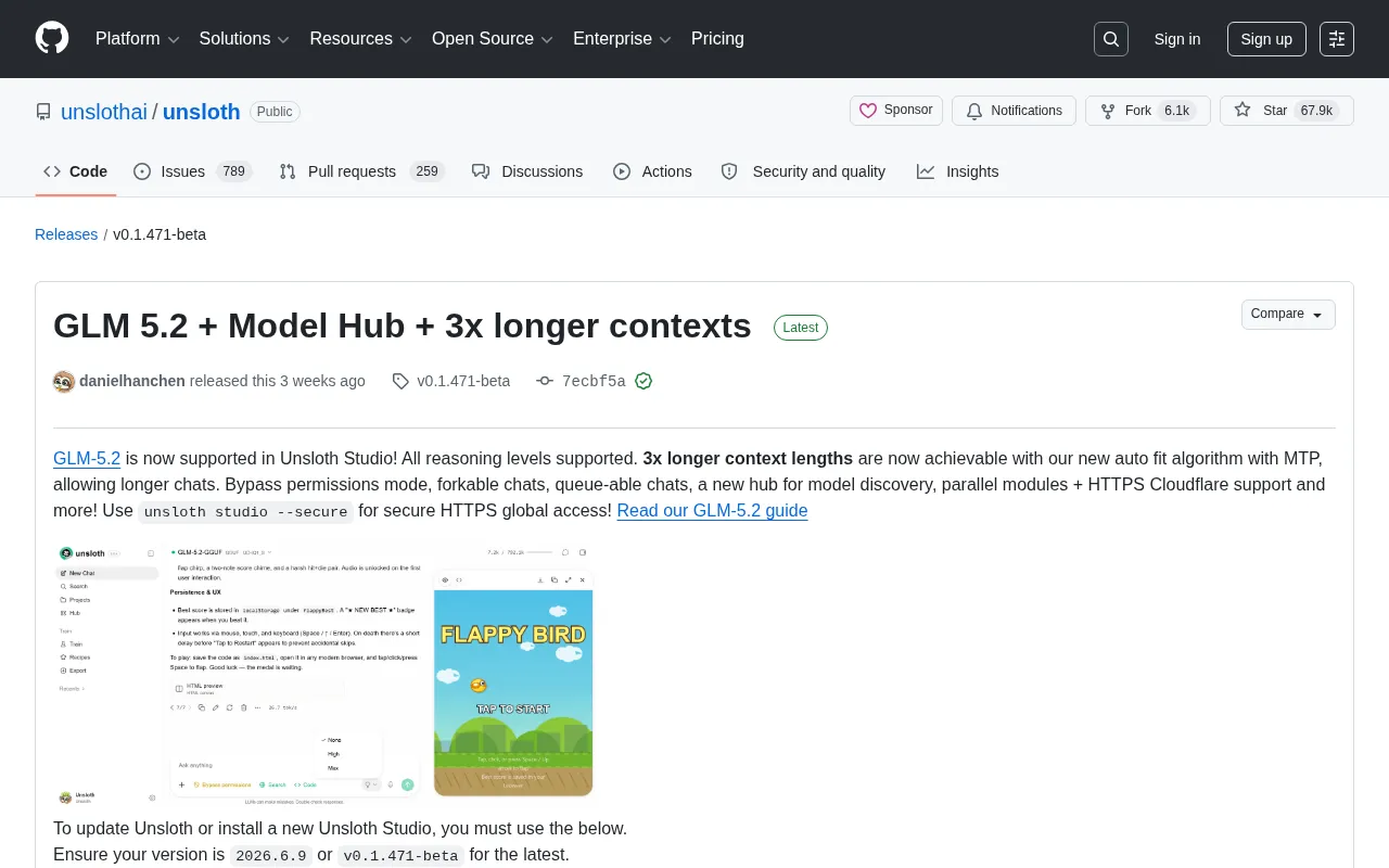 Unsloth Major Update: GLM-5.2 Support, 3x Longer Context, and a New Model Hub