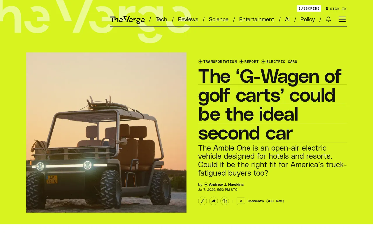 Amble Electric Buggy: A New Leisure Mobility Option Built for the 'Second Car'