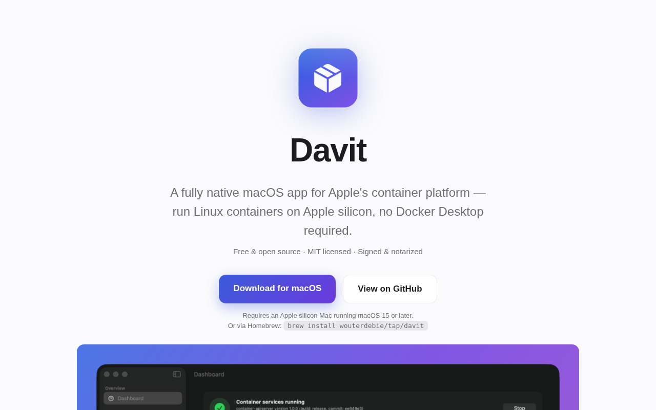 Davit: A Native GUI Management Tool Built Specifically for Apple Containers