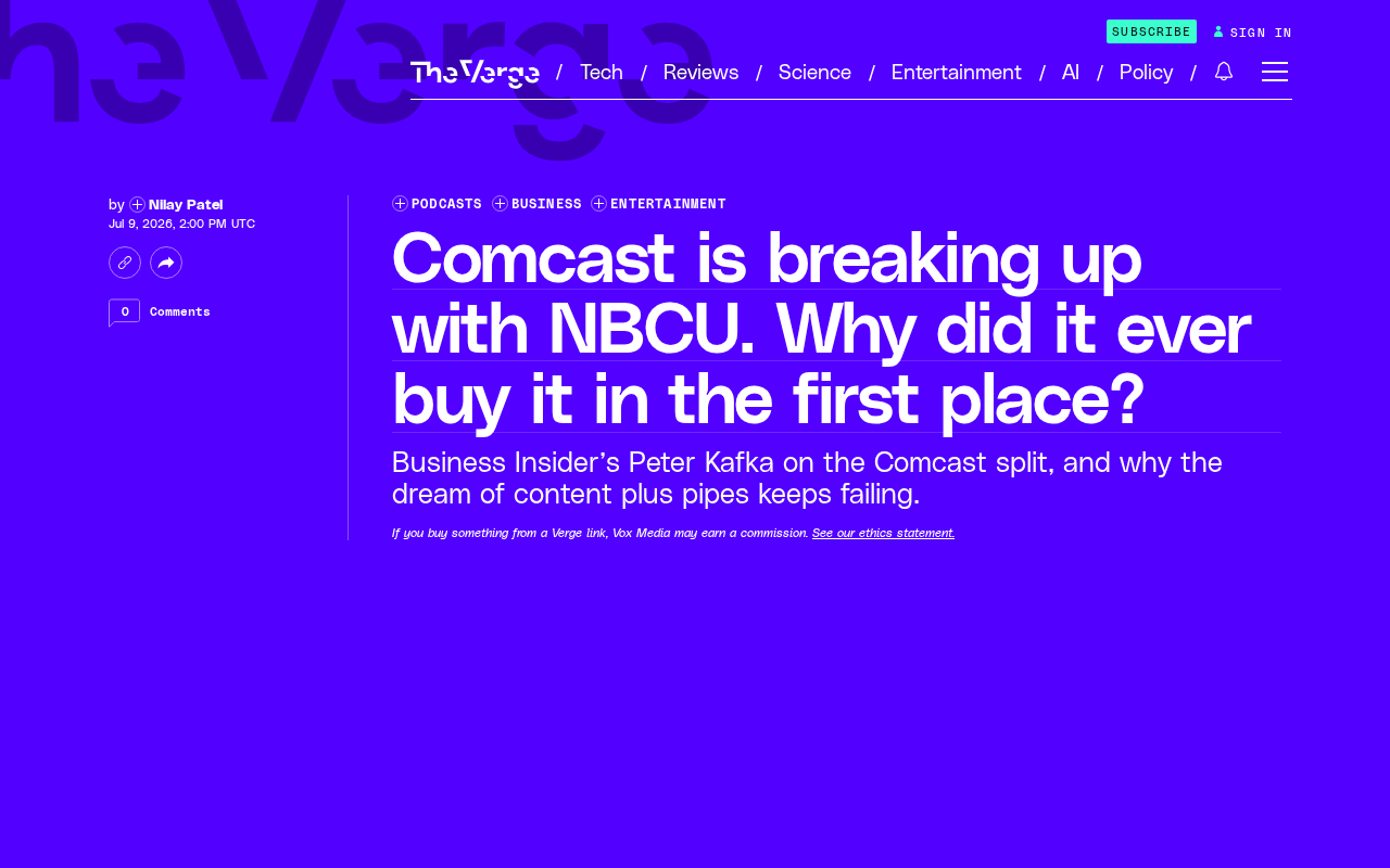 康卡斯特拆分NBC环球:媒体巨头的战略转身与资本逻辑
