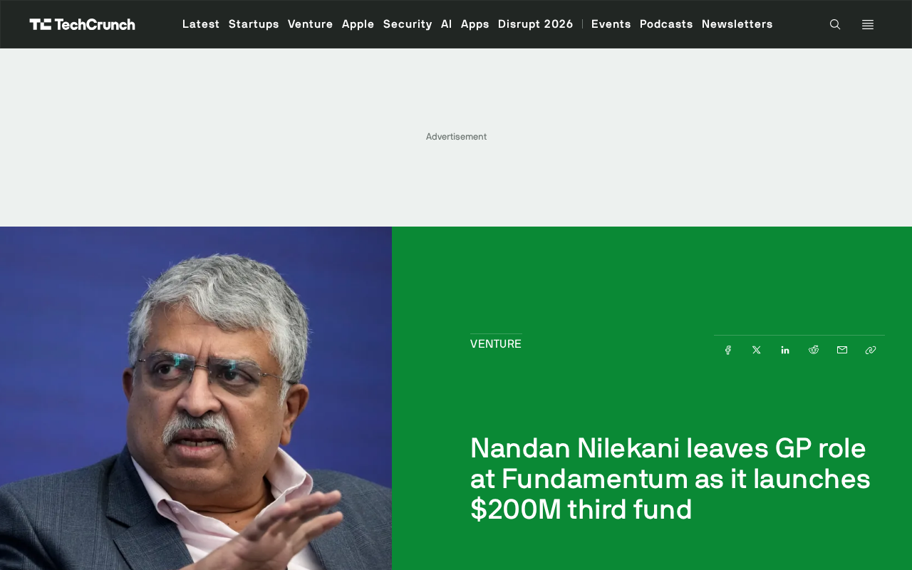 Nilekani Steps Back as GP, Fundamentum Launches $200M Fund III Targeting AI and Fintech