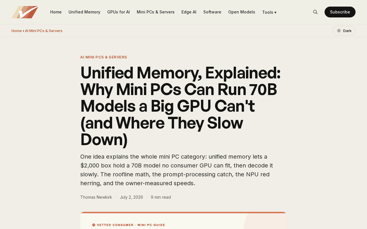 Demystifying Unified Memory Architecture: How Mini PCs Run 70B Large Models