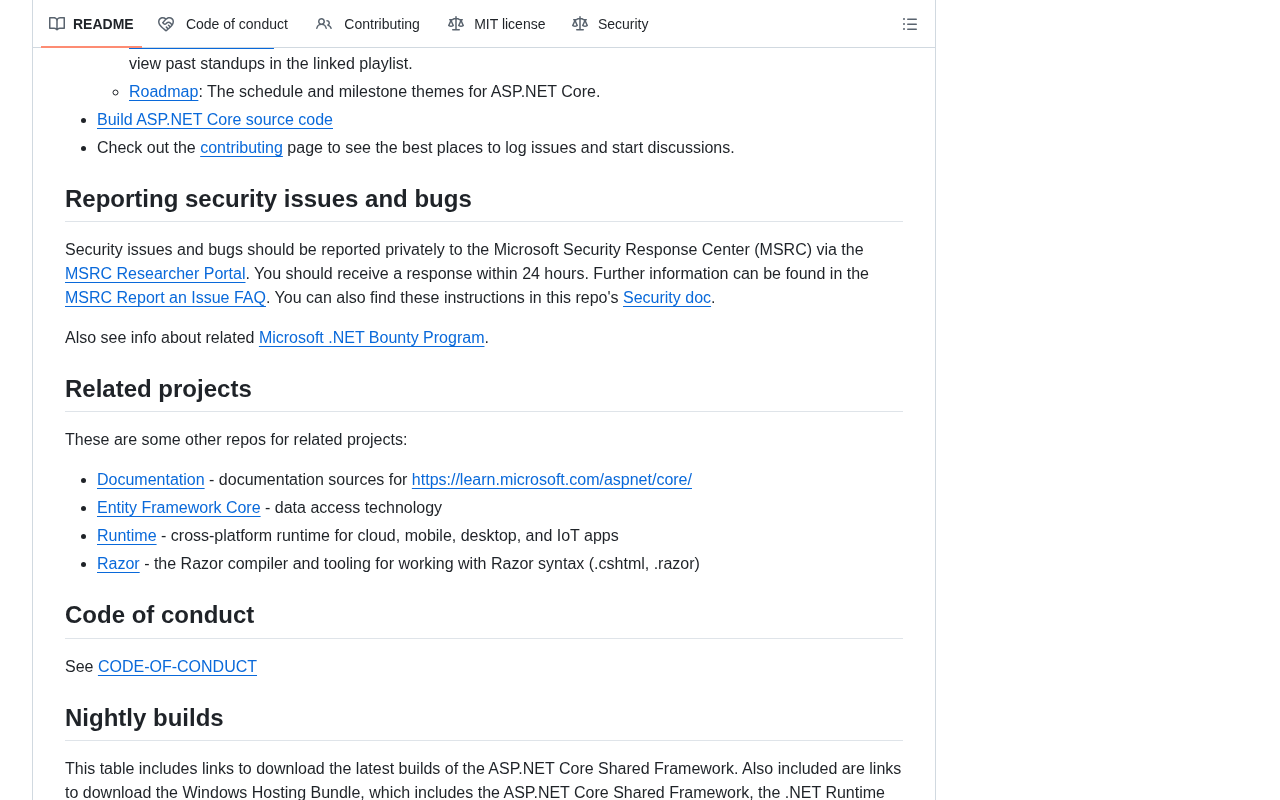 github source: dotnet/aspnetcore: ASP.NET Core is a cross-platform .NET framework for building modern cloud-based w