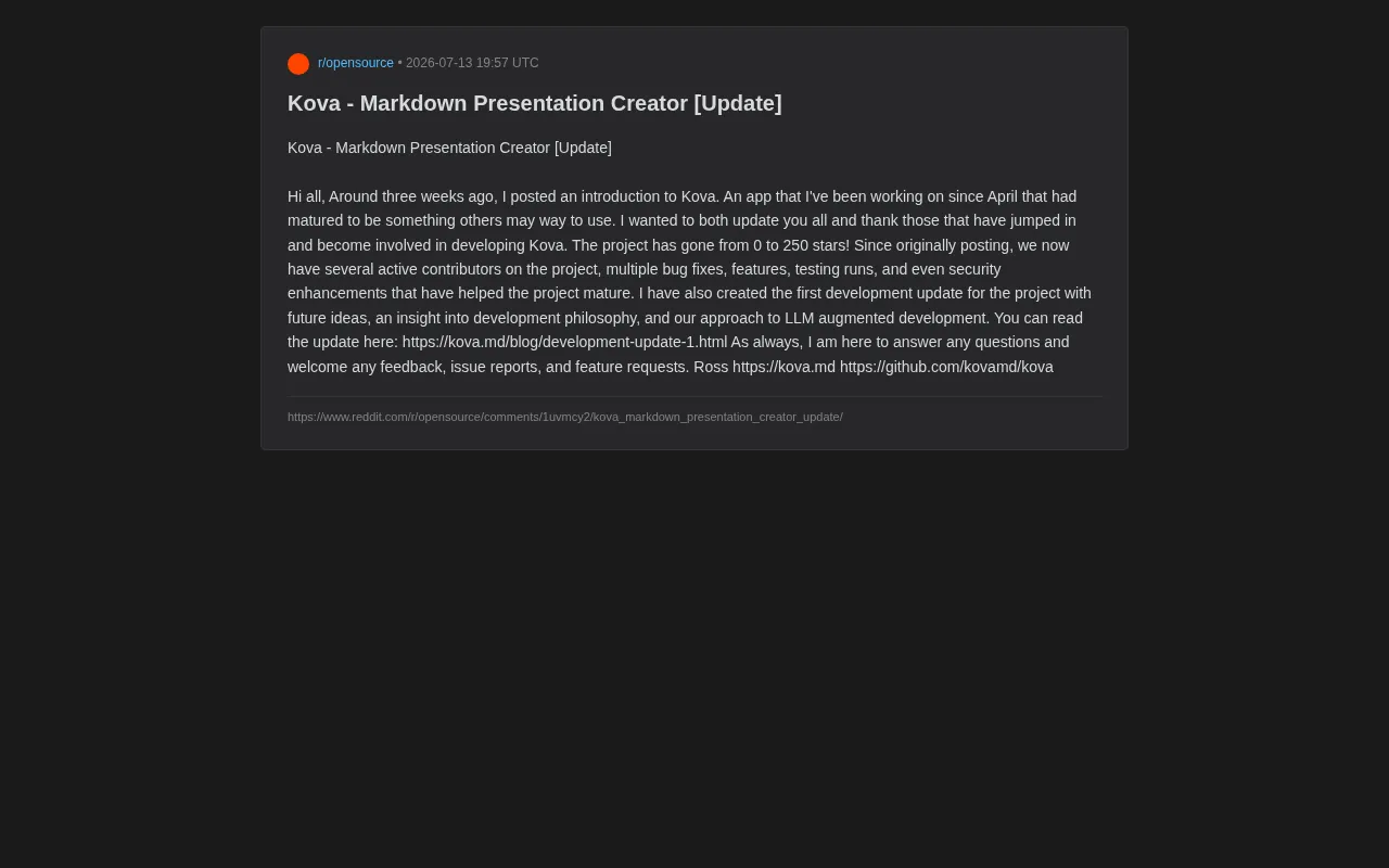 Kova: The Open-Source Tool for Building Presentations with Markdown