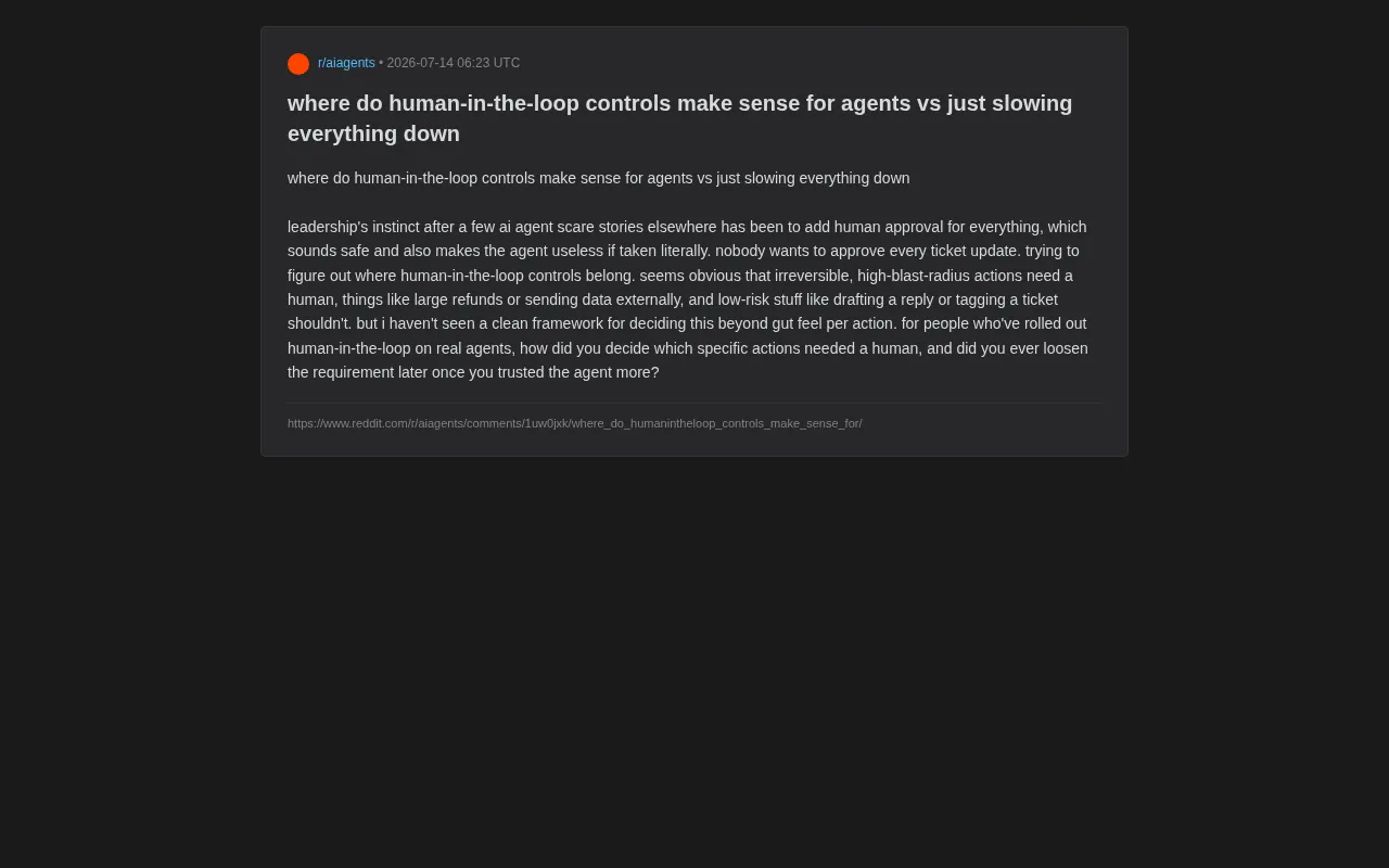 What Should AI Agents Require Human Approval For? A Practical HITL Framework