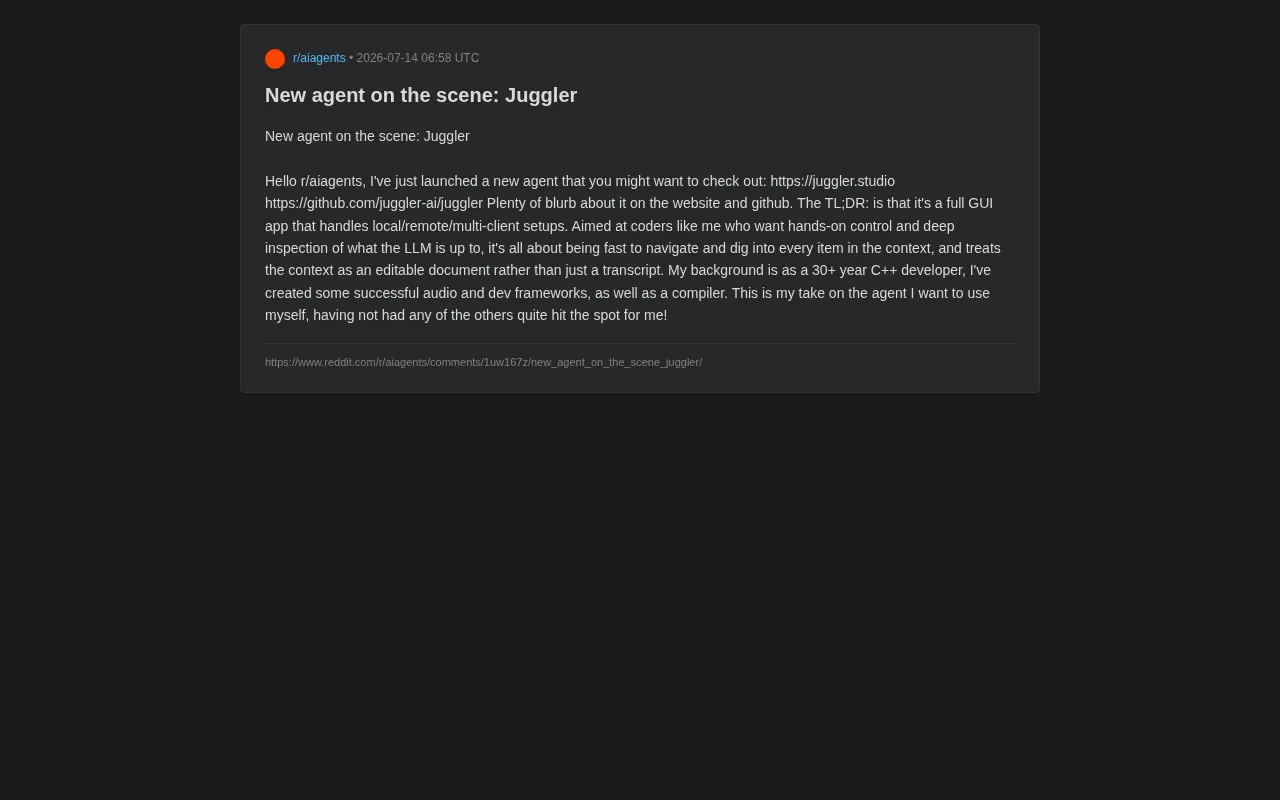 Juggler: An AI Coding Agent Built for Programmers Who Demand Full Control