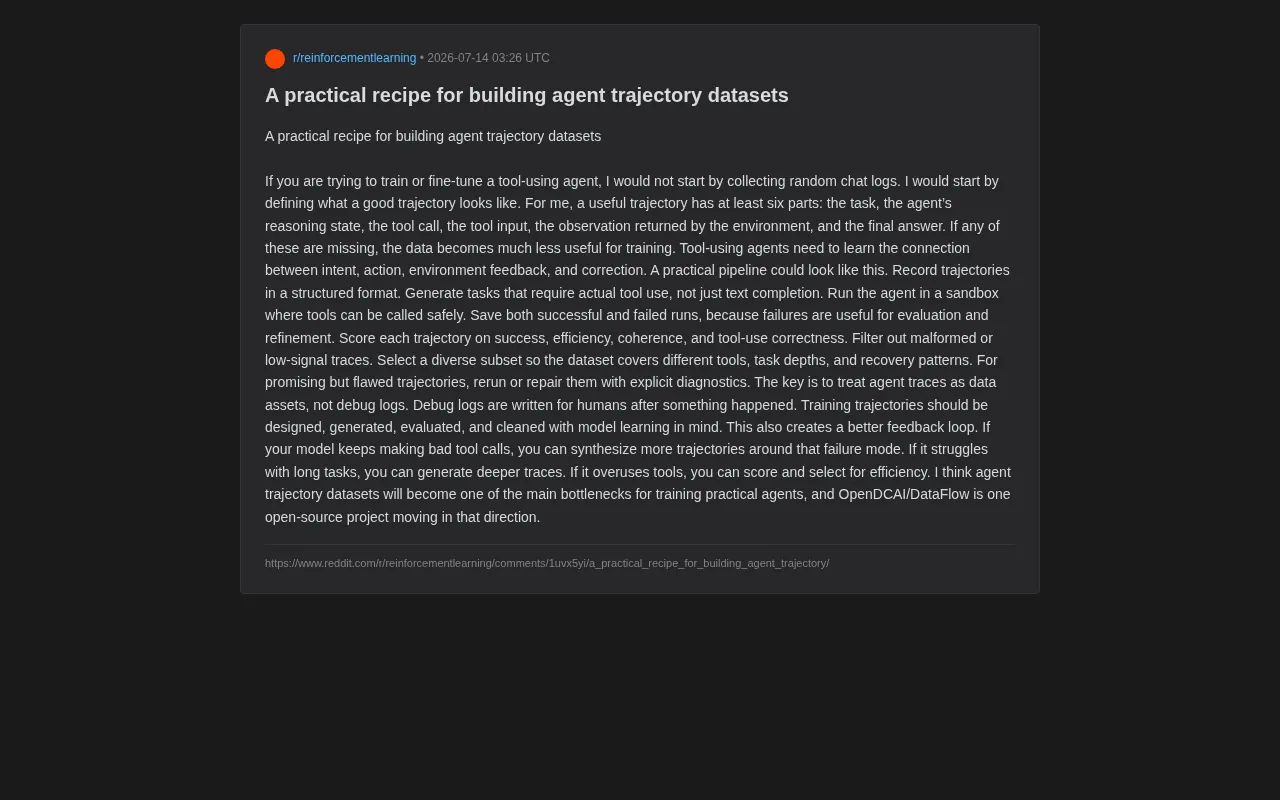 Building Agent Trajectory Datasets: A Practical Methodology from Zero to Production