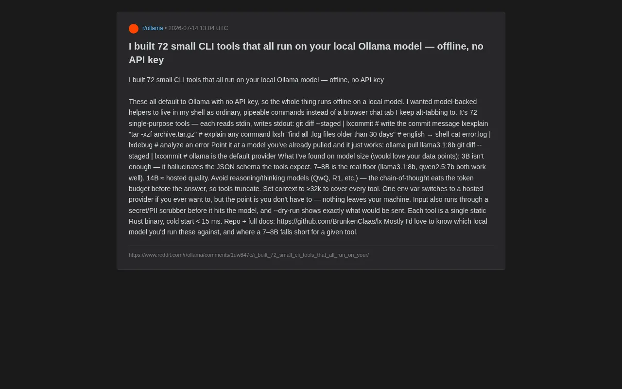 lx: 72 Local CLI Tools That Bring Ollama Models Into Your Terminal